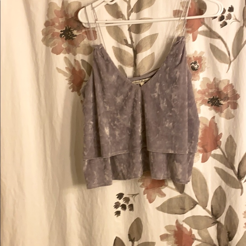 Grey velvet crop top